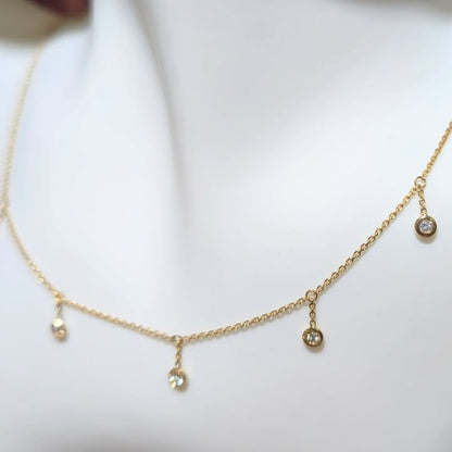 Dangle Station Diamond Necklace in 14k Gold