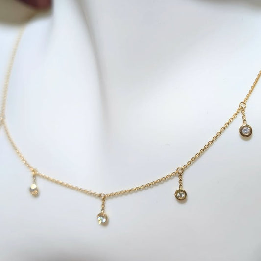 Dangle Station Diamond Necklace in 14k Gold - Q&T Jewelry