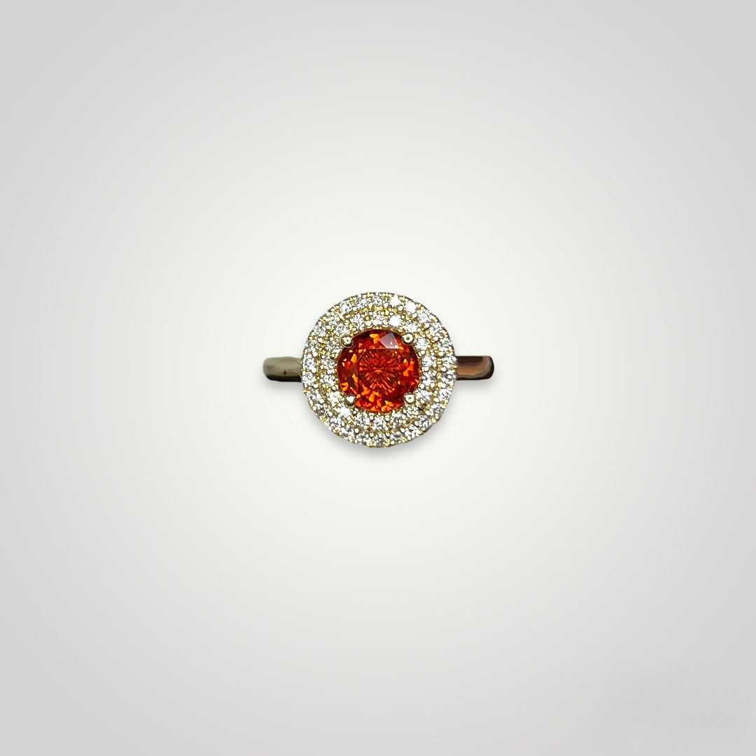 Double Halo Red Sapphire Ring