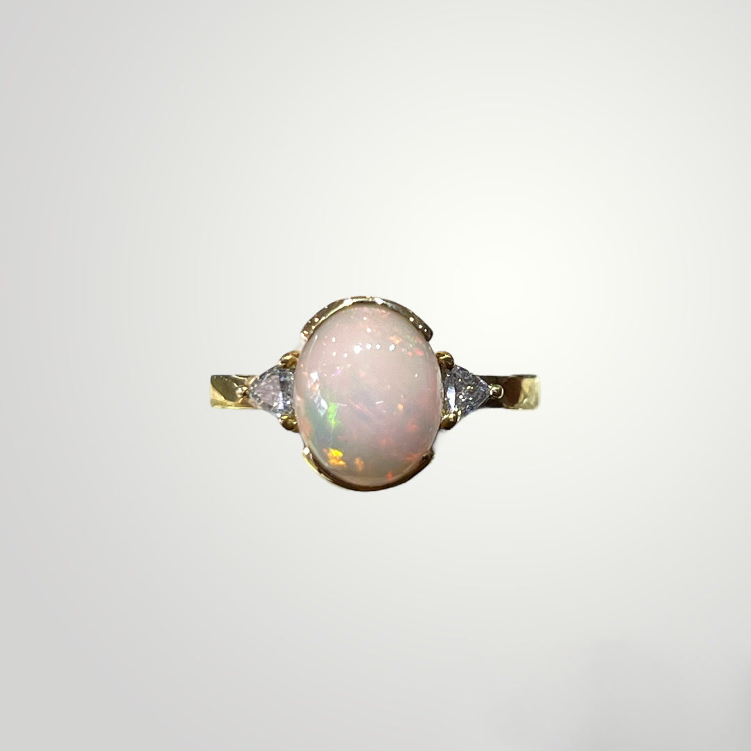 Opal & Trilliant Diamond Ring