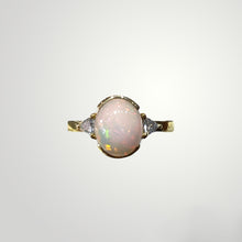 Load image into Gallery viewer, Opal Ring with Trillion Diamond Accent in 14k Gold