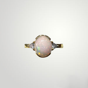 Opal Ring with Trillion Diamond Accent in 14k Gold