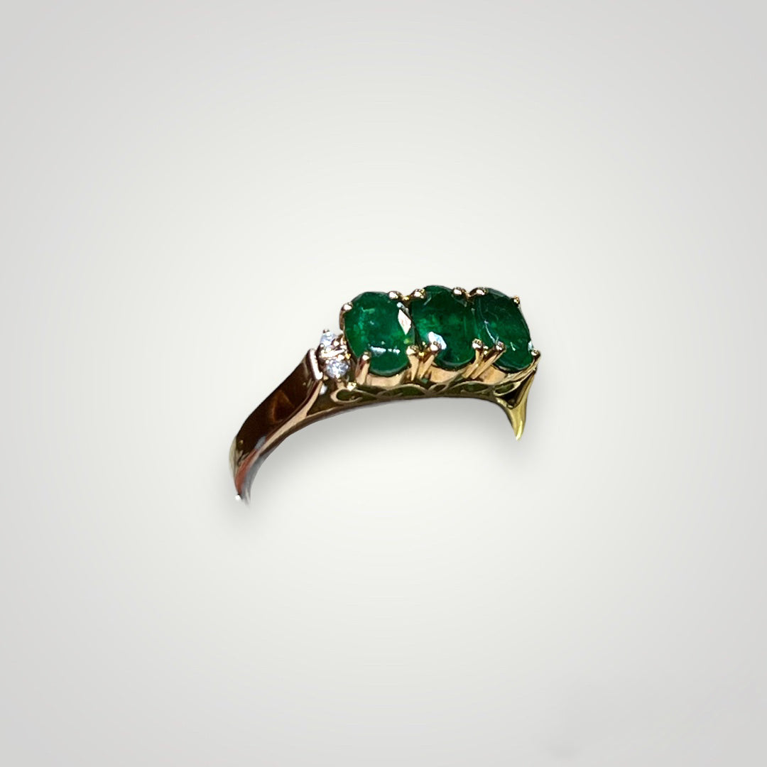 3 Stone Emerald Ring