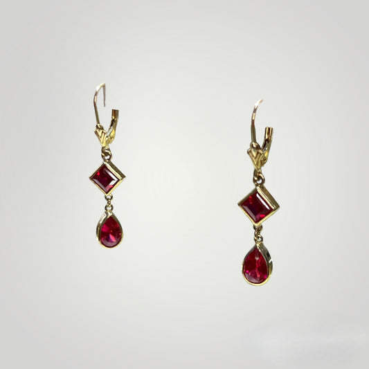 Princess & Pear Ruby Dangle Earrings