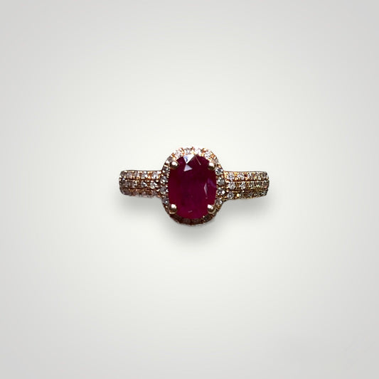 Rose Gold Ruby & Diamond Ring
