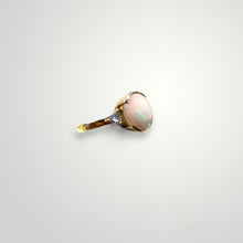 Load image into Gallery viewer, Opal Ring with Trillion Diamond Accent in 14k Gold
