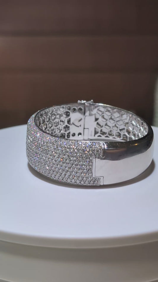 11 C.T.T.W.+ Micro-pave Diamond Bangle in 18k White Gold