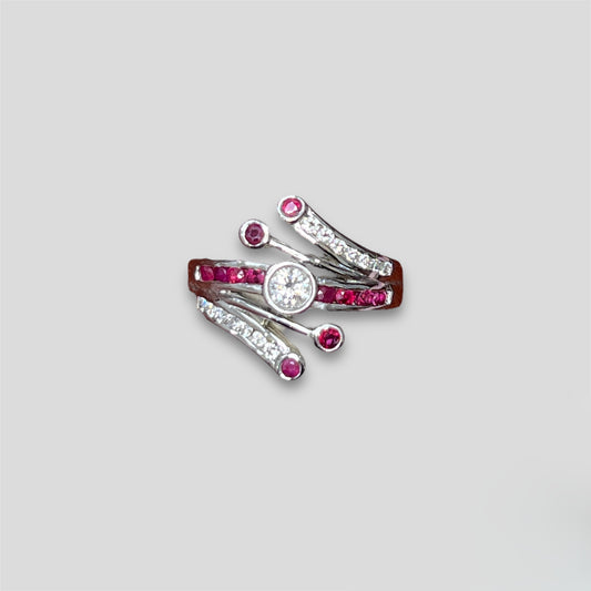 Diamond & Ruby By Pass Ring