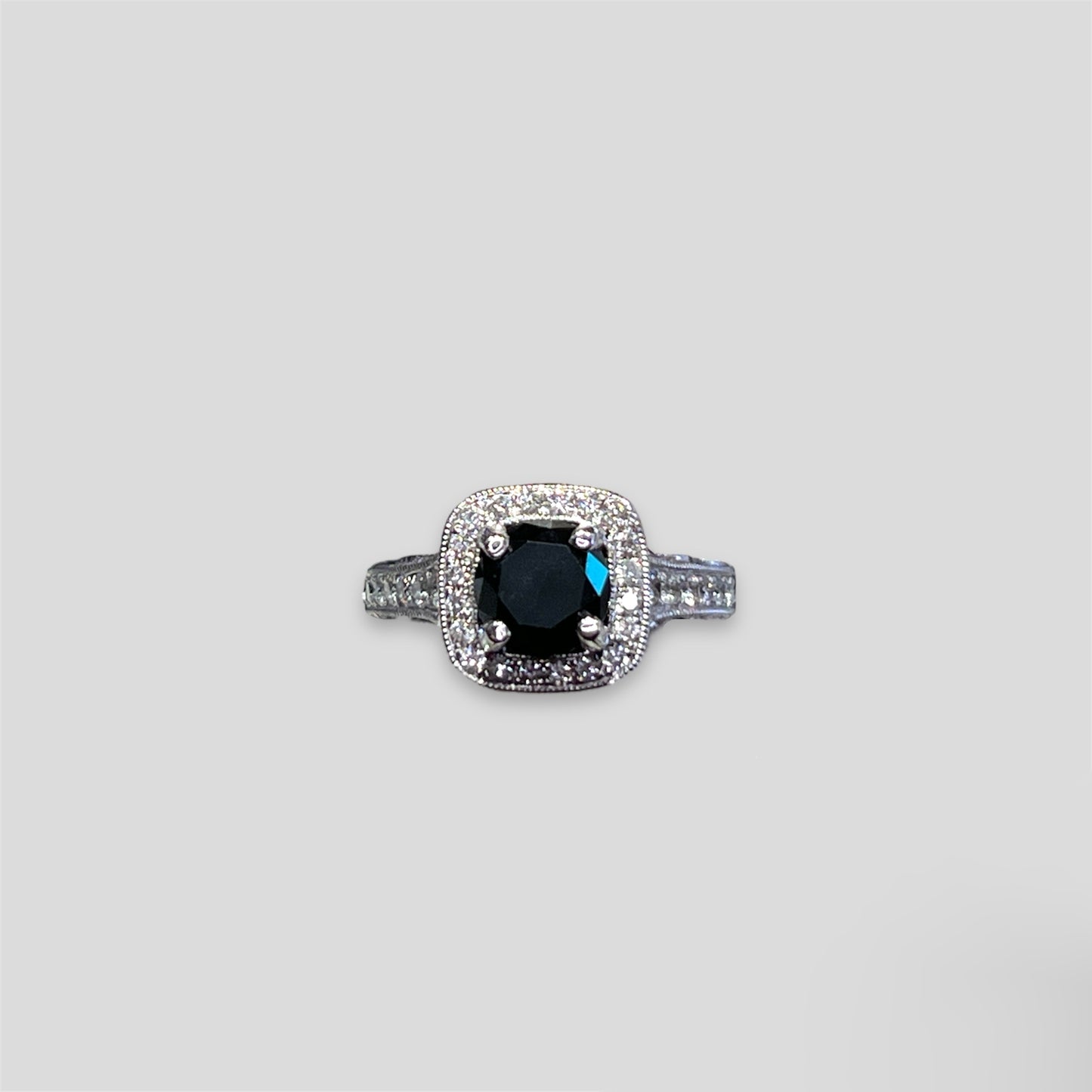 Natural Black Diamond Engagement Ring