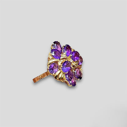 Amethyst Flower Cocktail Ring