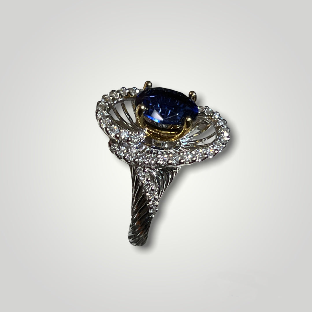 Sapphire and Widened Halo Ring - Q&T Jewelry