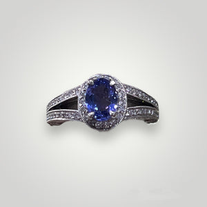 Oval Tanzanite Double Band Ring