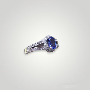 Oval Tanzanite Double Band Ring