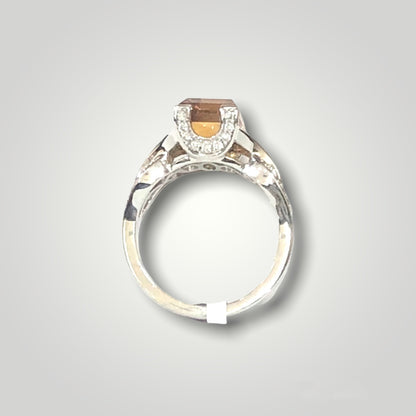 18k Dome Cushion-Cut Citrine & Diamond Ring - Q&T Jewelry