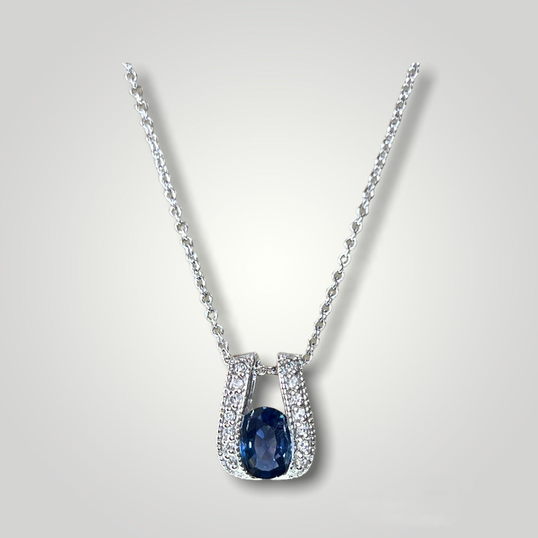 Sapphire& Diamond “U” Pendant - Q&T Jewelry