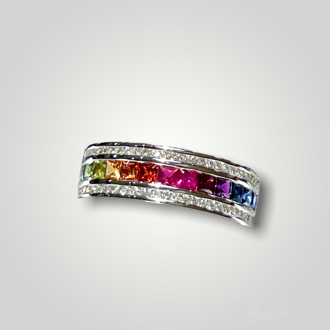Multi-Colored Stones and Diamond Ring - Q&T Jewelry