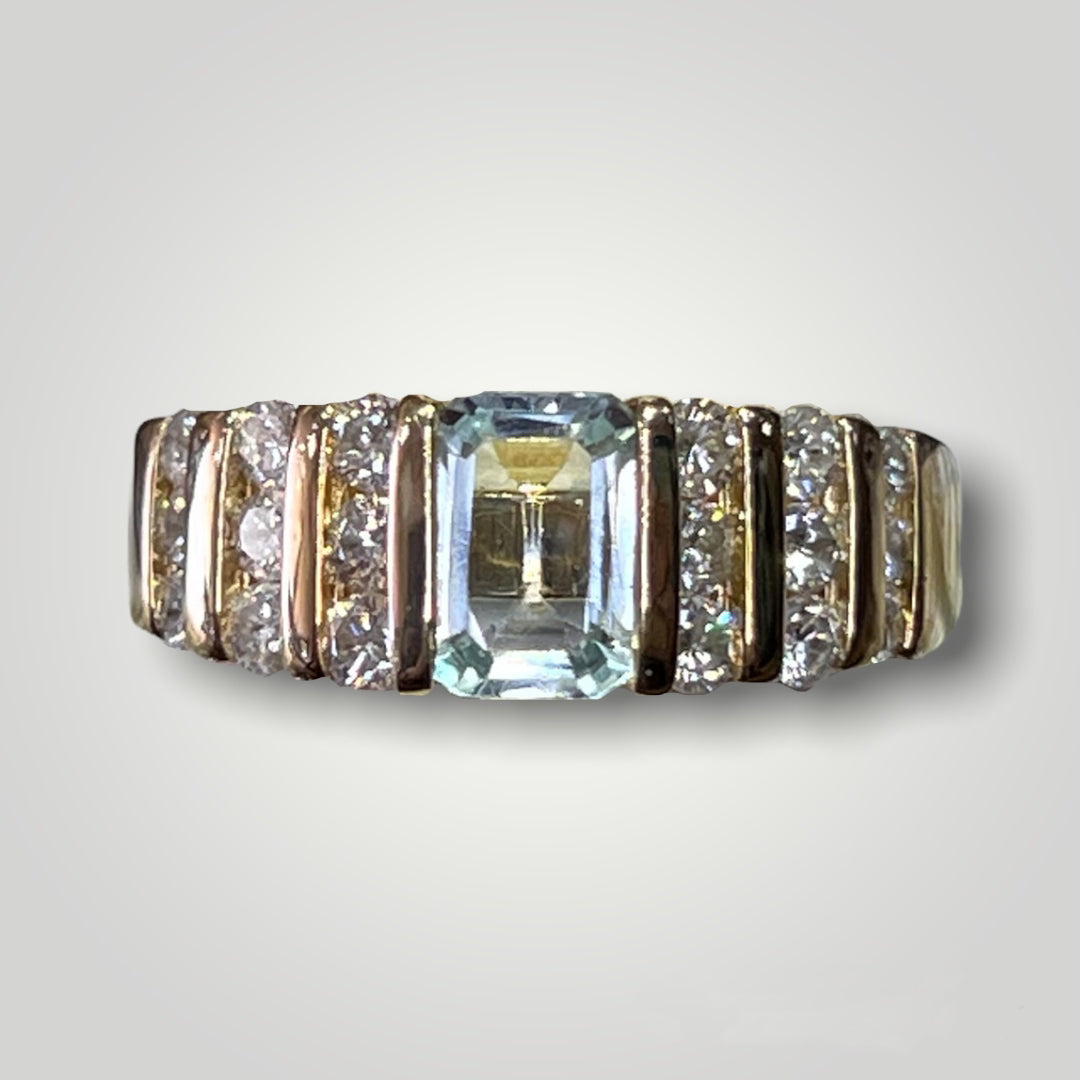 Aquamarine and Diamond Band Ring - Q&T Jewelry