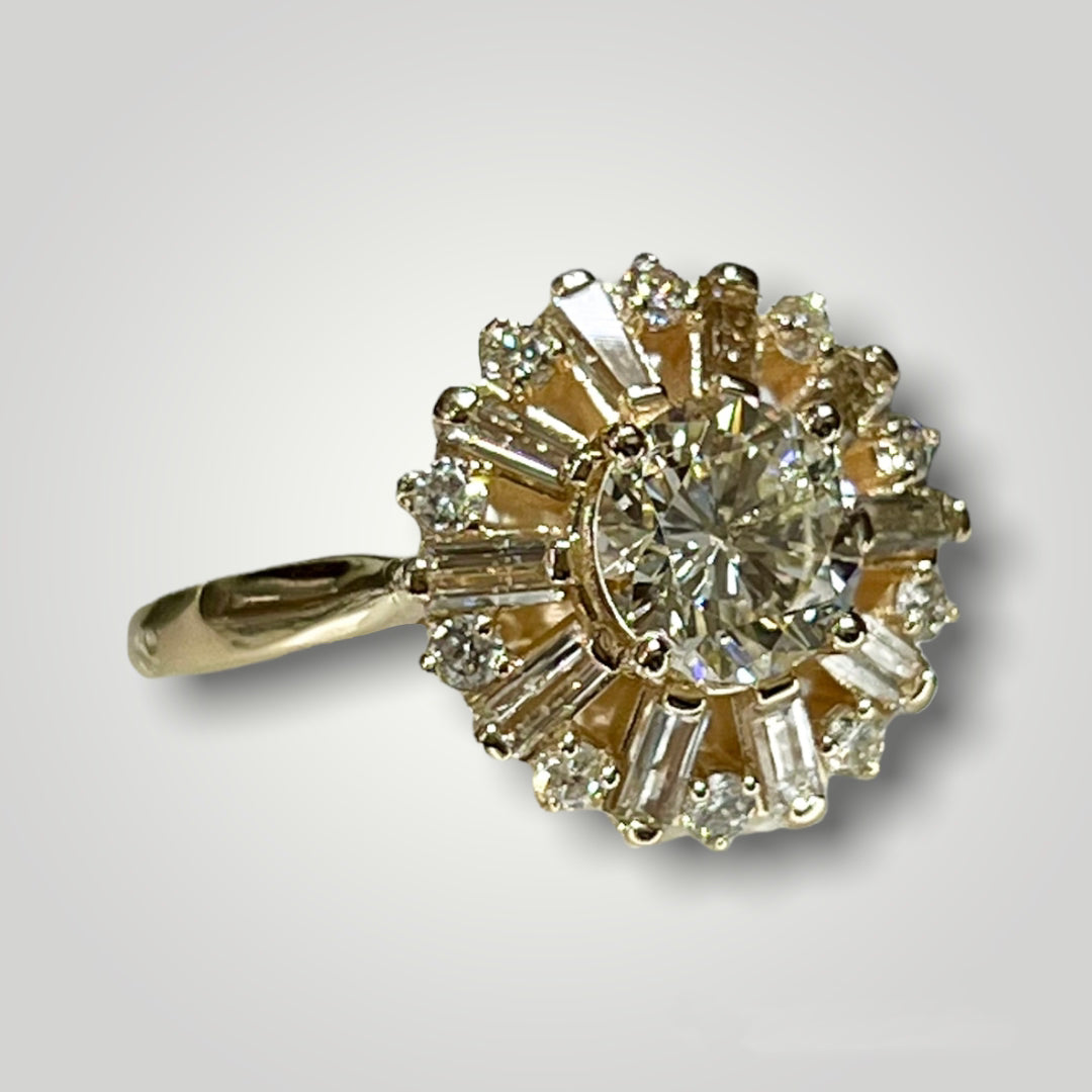 14KY Brilliant Round Diamond Burst Ring - Q&T Jewelry