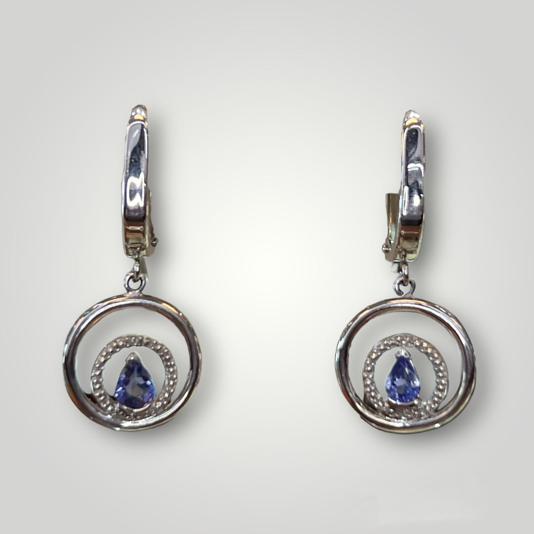 Tanzanite, Diamond, and White Gold Dangle Earrings - Q&T Jewelry