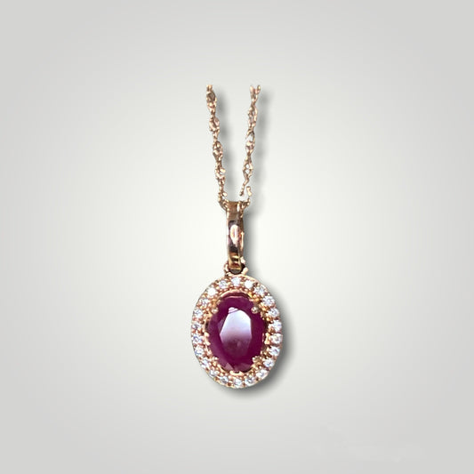 Ruby & Diamond Rose Gold Pendant - Q&T Jewelry