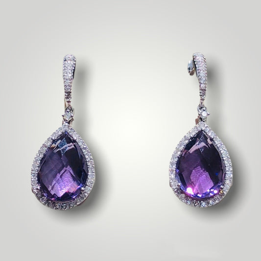 Purple Amethyst & Diamond Earring - Q&T Jewelry