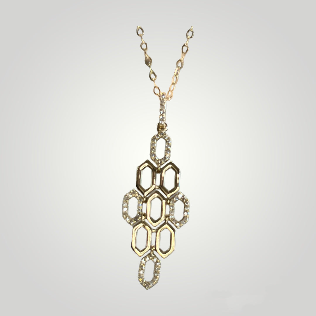 14KY and Diamond Honeycomb Pendant - Q&T Jewelry