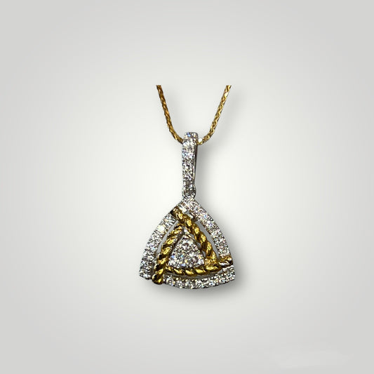 Diamond Cluster Trilliant & Rope Pendant - Q&T Jewelry