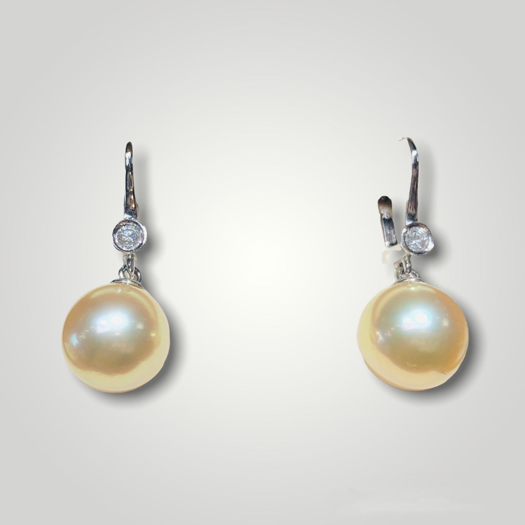 Yellow South Sea & diamond earrings - Q&T Jewelry