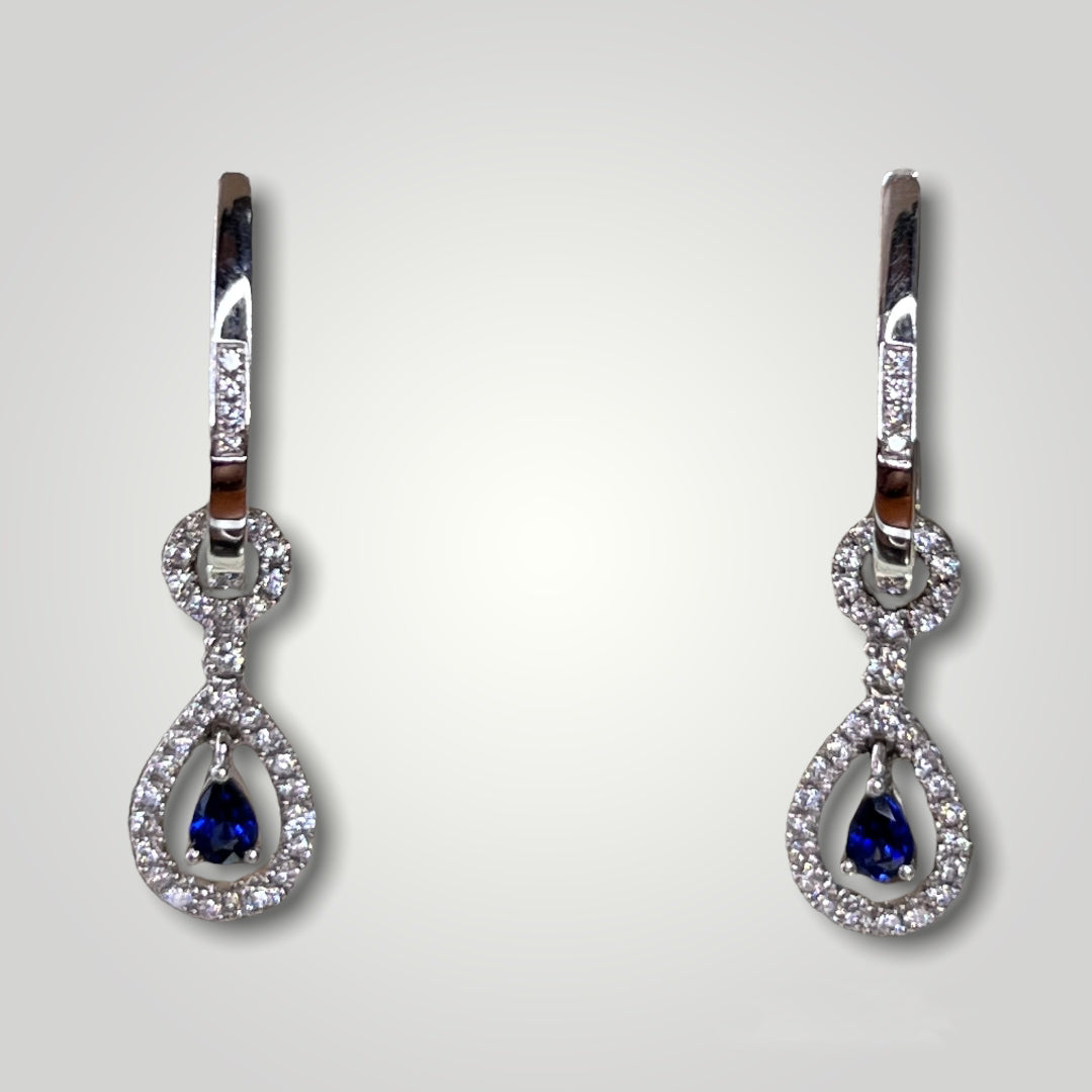 Sapphire and Diamond Dangle Earrings - Q&T Jewelry