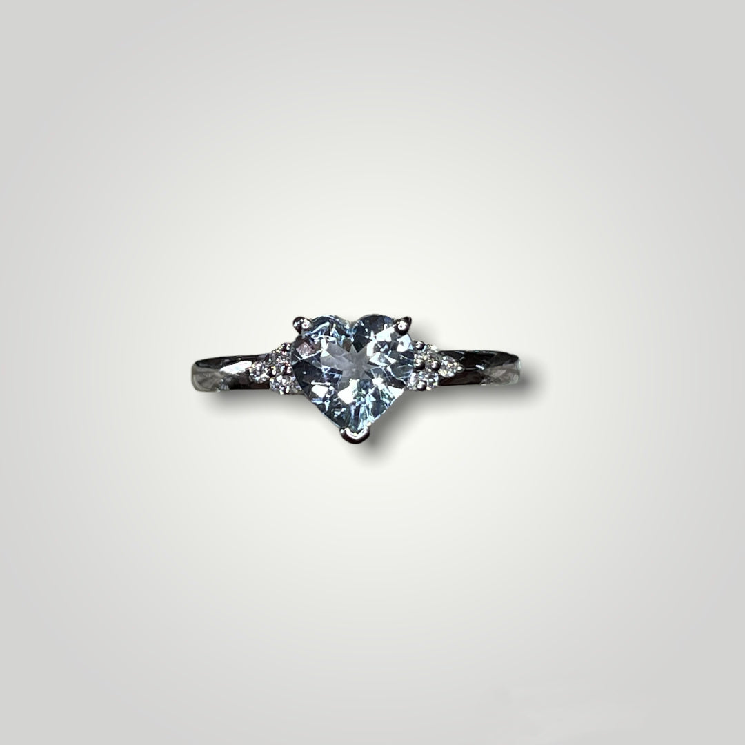 Heart Shaped Aquamarine and Diamond Ring - Q&T Jewelry