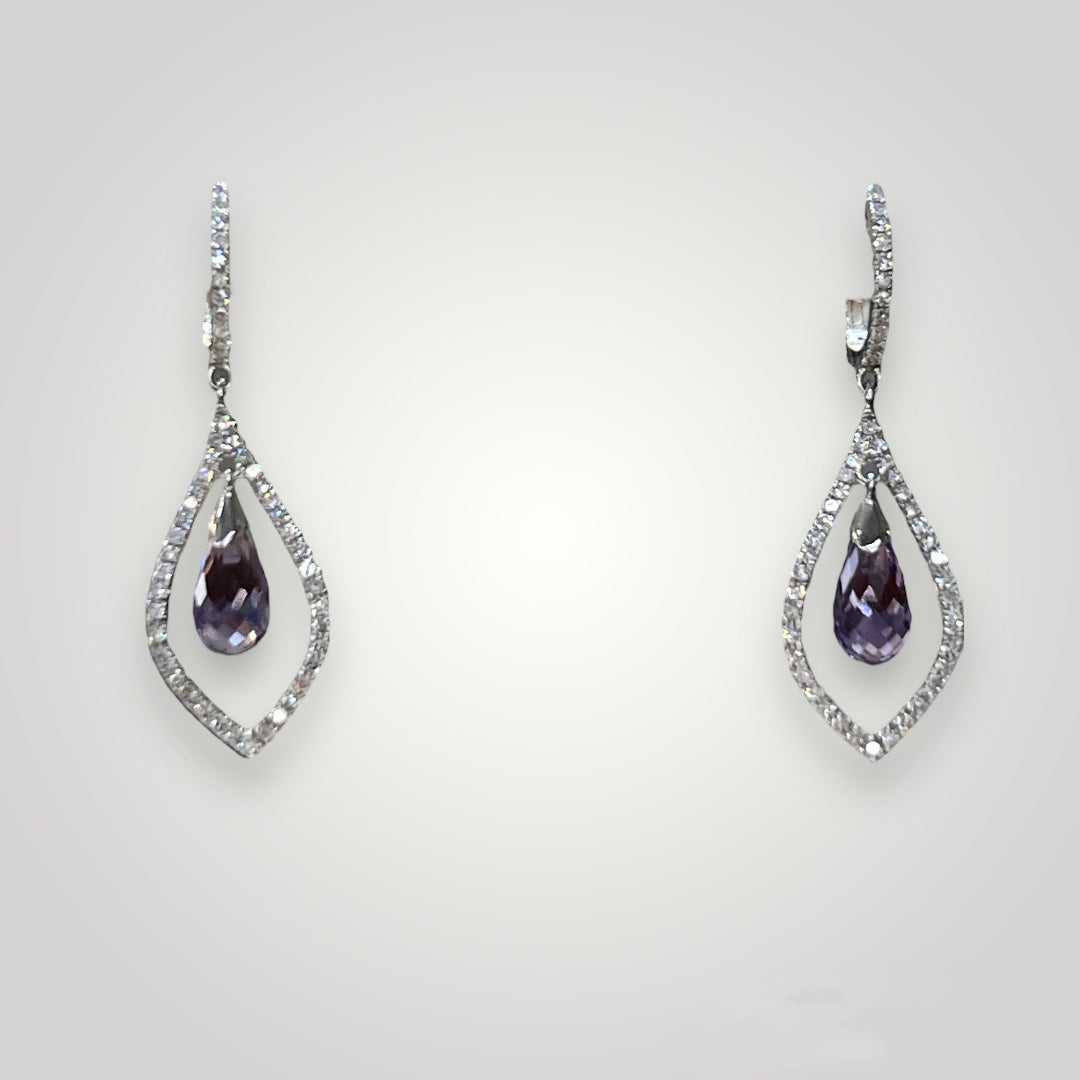 Amethyst & Diamond Dangle Earrings