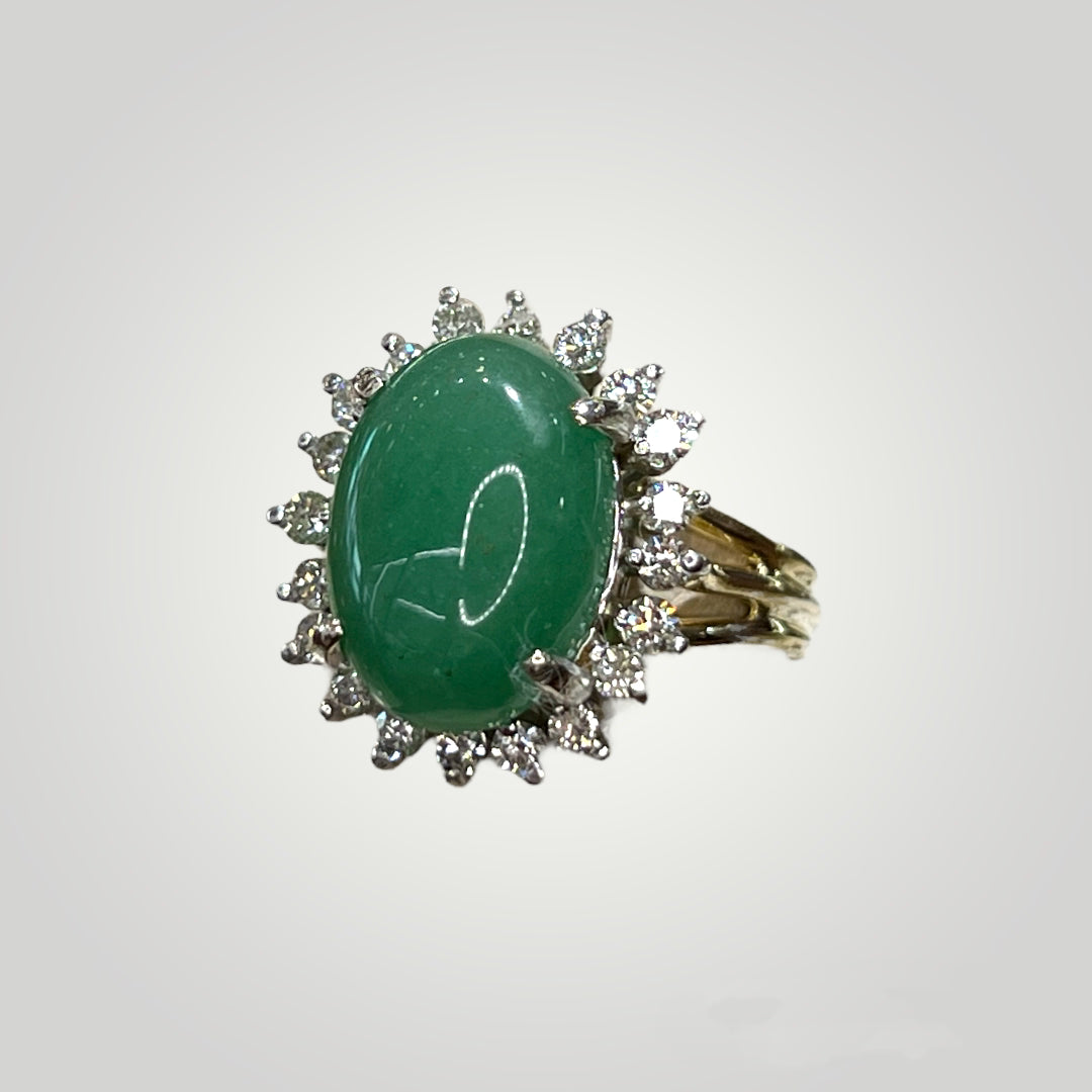 TwoTone Diamond and Jade Ring - Q&T Jewelry