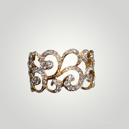 RoseGold Filagree Ring with Diamonds