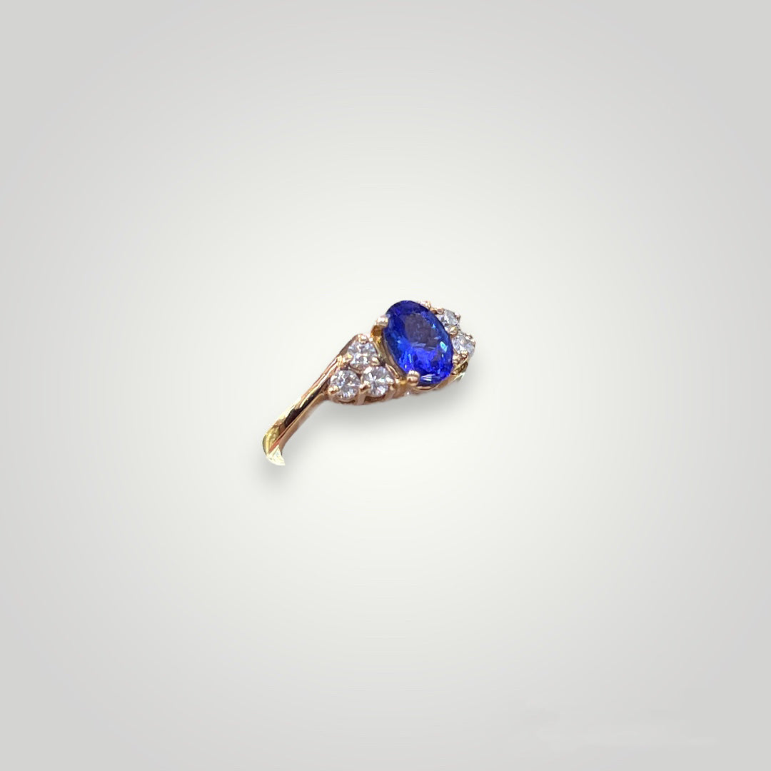 Oval Tanzanite Ring with Accent Diamonds