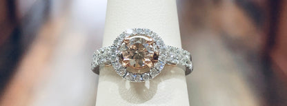 Chocolate Diamond Halo Bridal Set - Q&T Jewelry