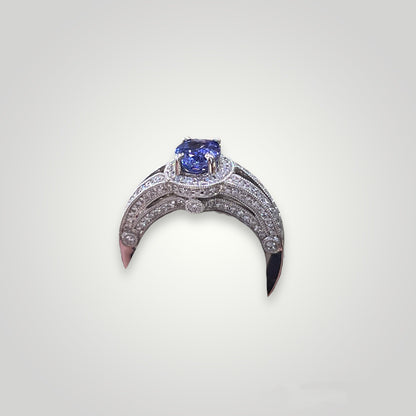 Oval Tanzanite Double Band Ring