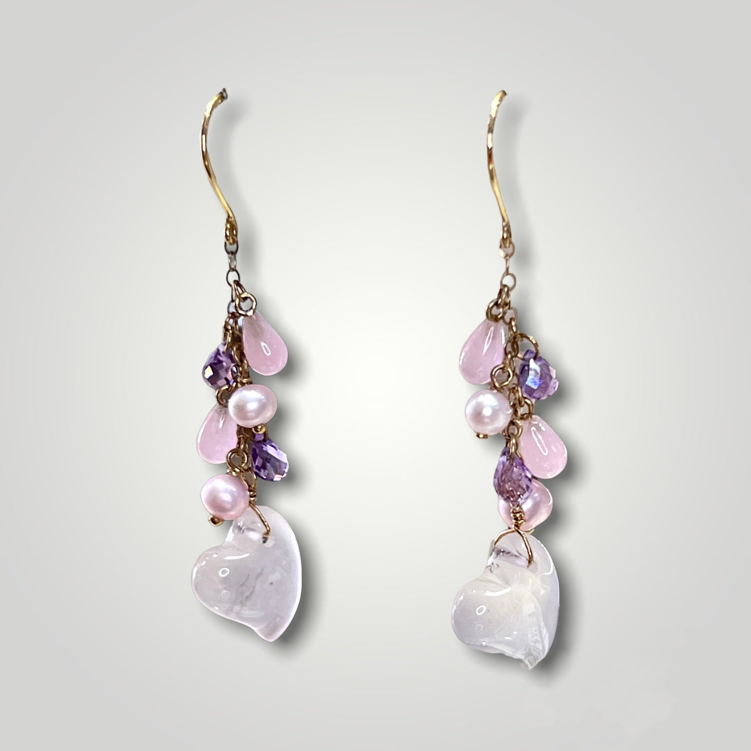 Moonstone & Amethyst Dangle Earrings - Q&T Jewelry
