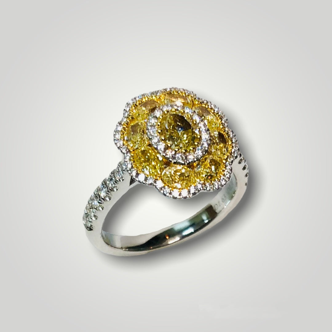 18KW Yellow Diamond Ring - Q&T Jewelry