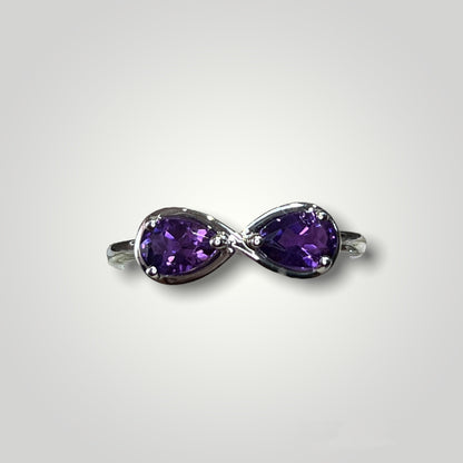 White Gold & Amethyst Infinity Shaped Ring - Q&T Jewelry
