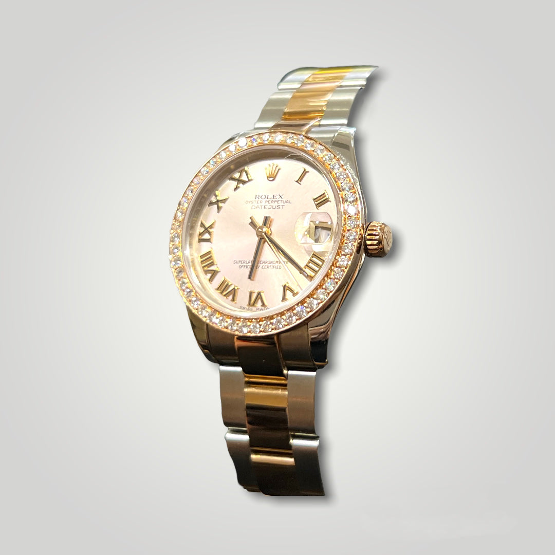 Two Tone Rose Gold Rolex Watch with Diamond Bezel - Q&T Jewelry