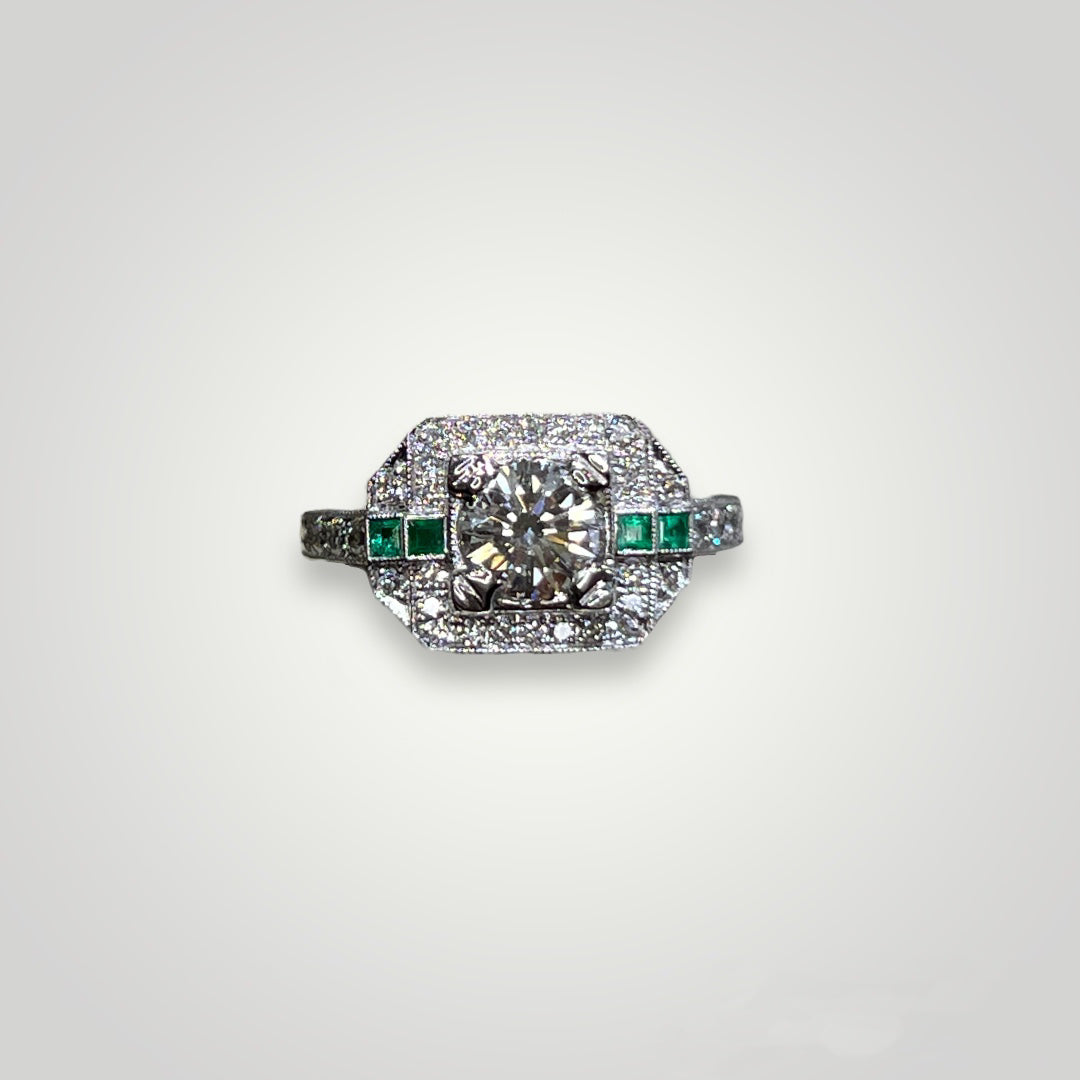 Diamond & Tsavorite Garnet Engagement Ring