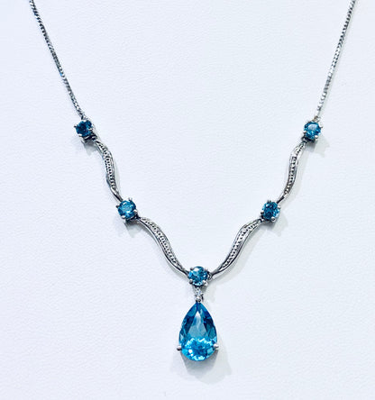 Blue Topaz Drop Necklace - Q&T Jewelry