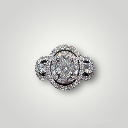 3 stone Diamond Ring with Halo - Q&T Jewelry