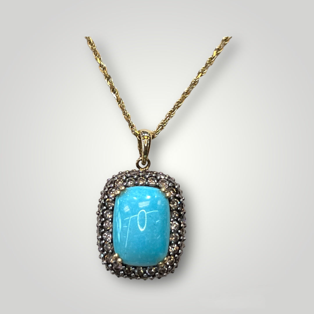Chocolate Diamond & Turquoise Pendant - Q&T Jewelry