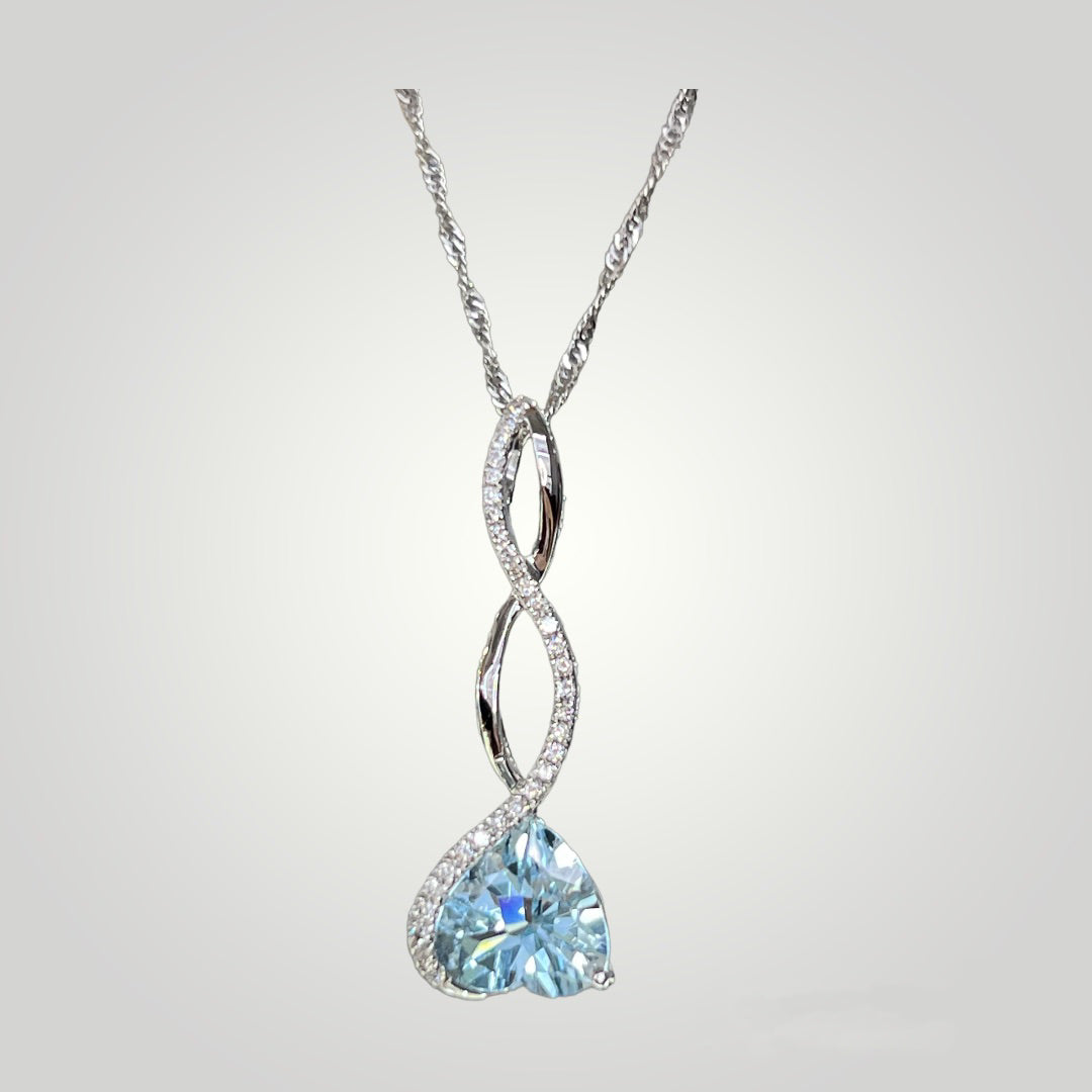 Upside Down Aquamarine Heart Pendant - Q&T Jewelry