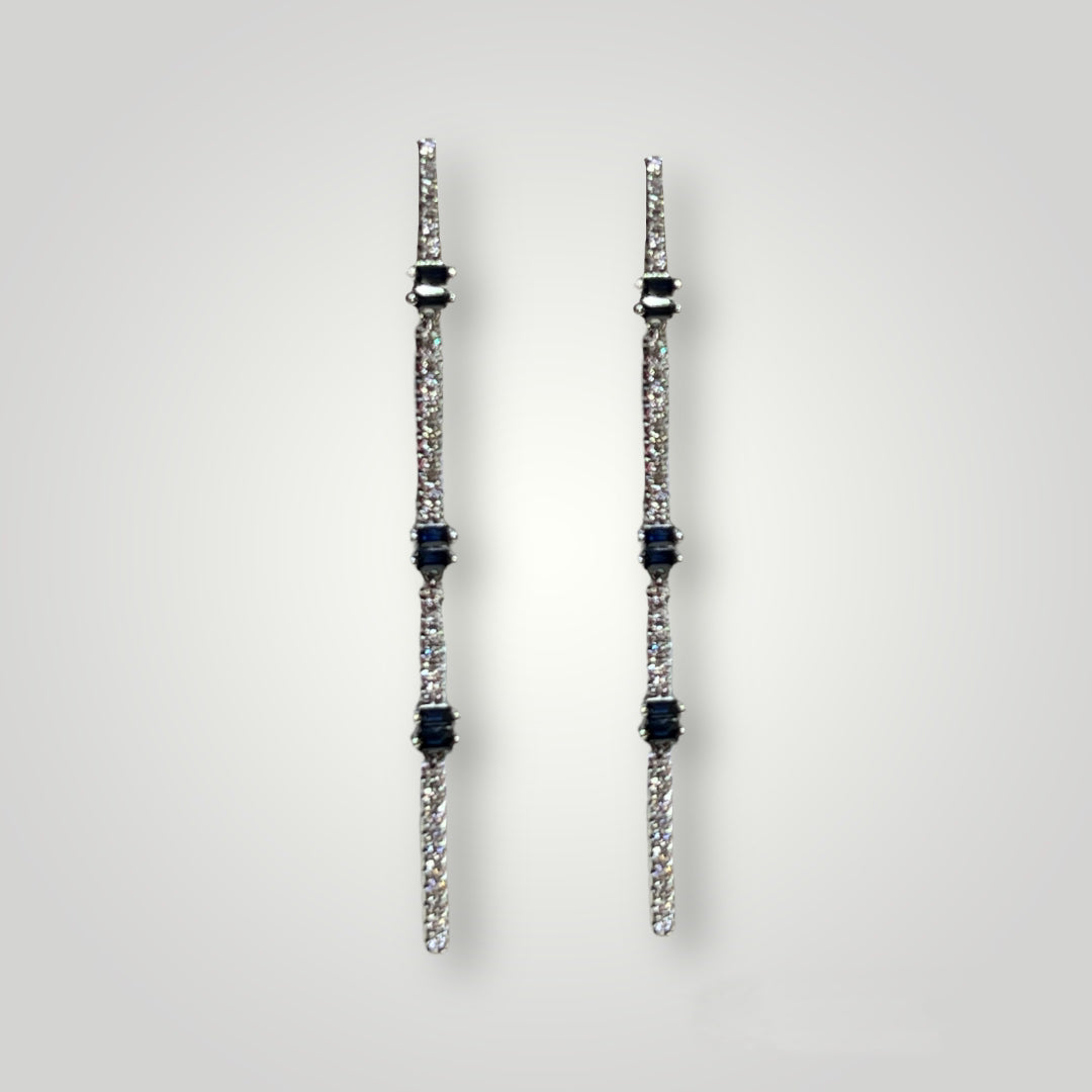 Sapphire and Diamond Straight Dangle Earrings - Q&T Jewelry