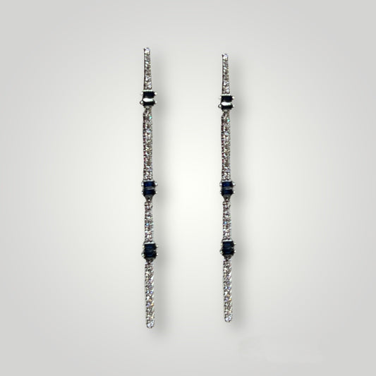 Sapphire and Diamond Straight Dangle Earrings - Q&T Jewelry