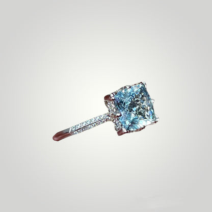 Aquamarine with Diamond Band Ring
