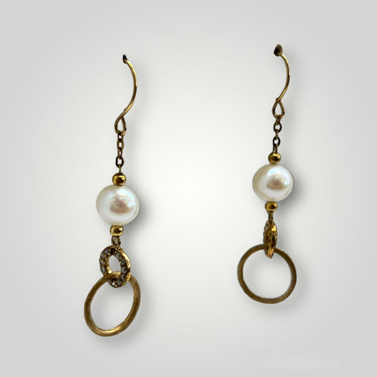 Pearl and Diamond Drop Dangle Earrings - Q&T Jewelry