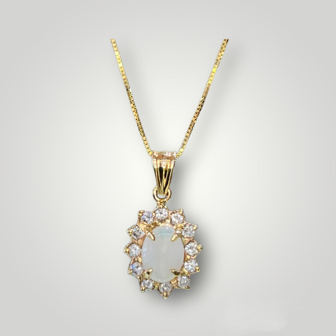 Opal and Diamond Gold Pendant - Q&T Jewelry